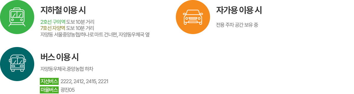 버스,자가용 이용시